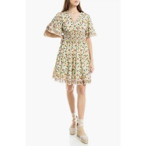 💕MAX STUDIO💕 Short Bell Sleeve Fit & Flare Dress Floral Foliage XL NWT